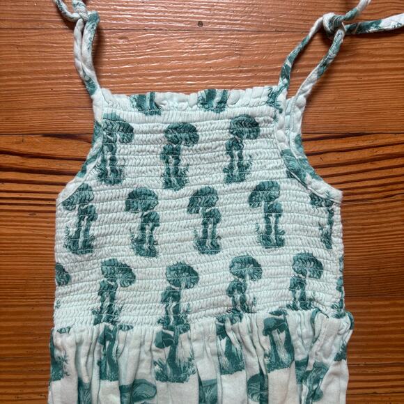 Kate Quinn Organics teal blue mushroom smocked bodysuit SIZE 3T - Picture 2 of 5